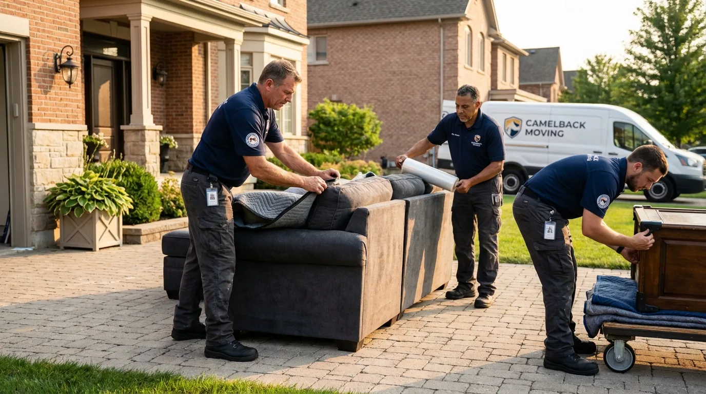 Large estate moving crew wrapping furniture in Garnett, KS