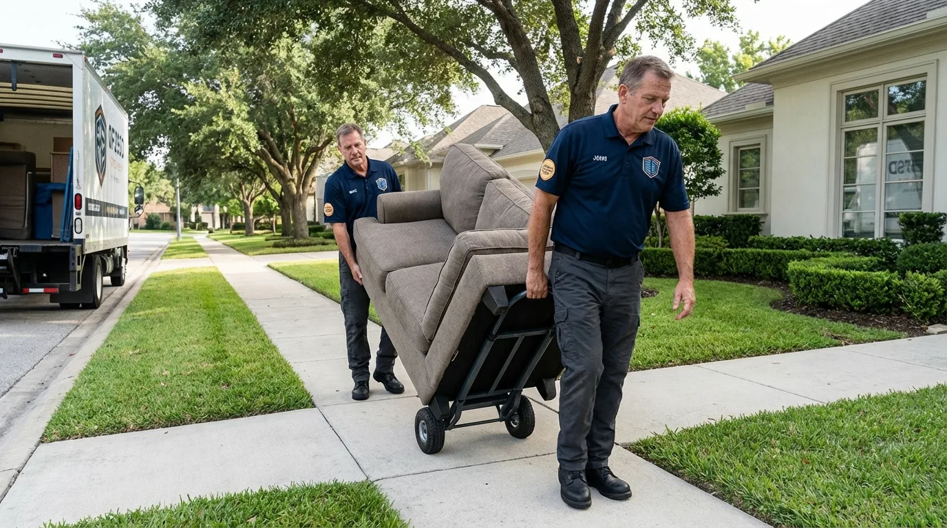 Local residential moving crew loading furniture in Garnett, KS
