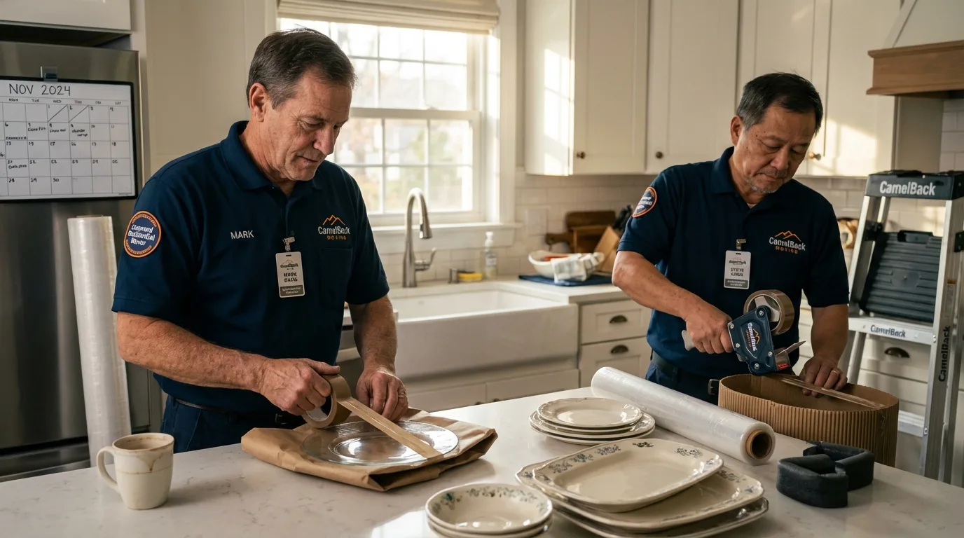 Professional crew packing kitchen dishware in Garnett, KS